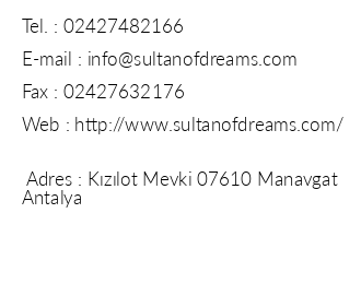 Sultan Of Dreams iletiim bilgileri